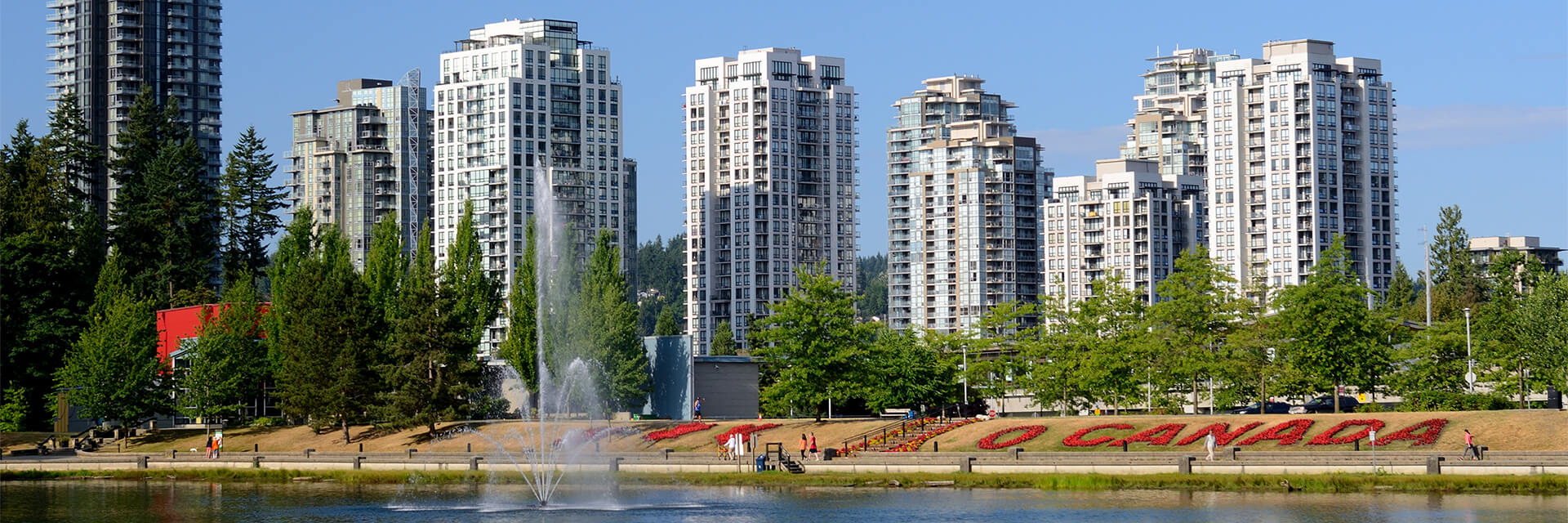 fountain at Lafarge lake in Coquitlam